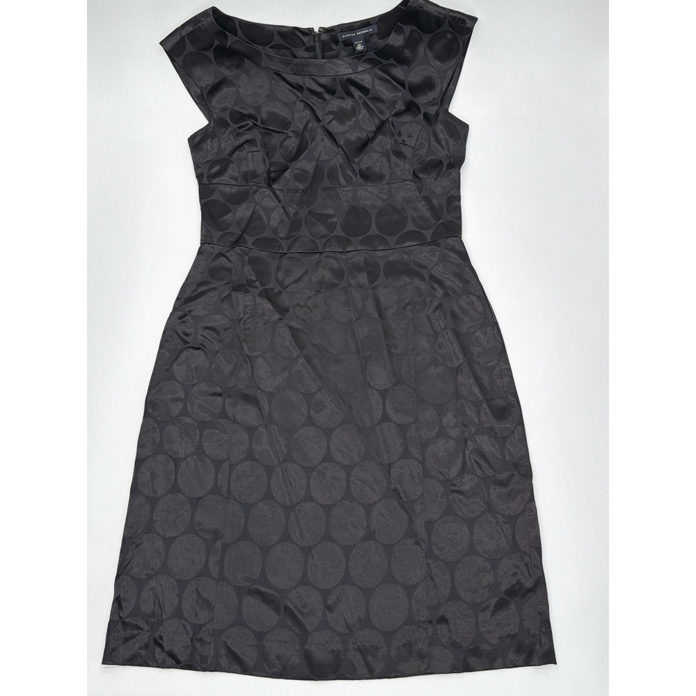 Banana Republic Womens Black Polka Dot Jacquard Sheath‎ Dress 4P Petite Wool